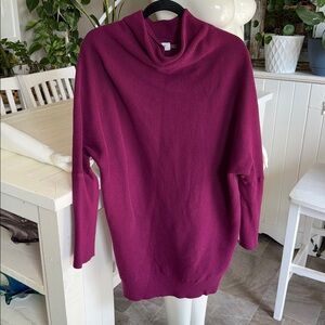 Bluivy S/M Women's Cowl slouch Neck oversized Sweater Magenta tightened fitted